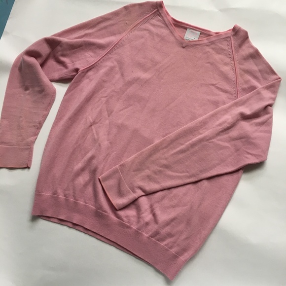 Ian Poulter Design Sweater V Neck Pullover Size M Pink 100% Merino Wool - Picture 7 of 7